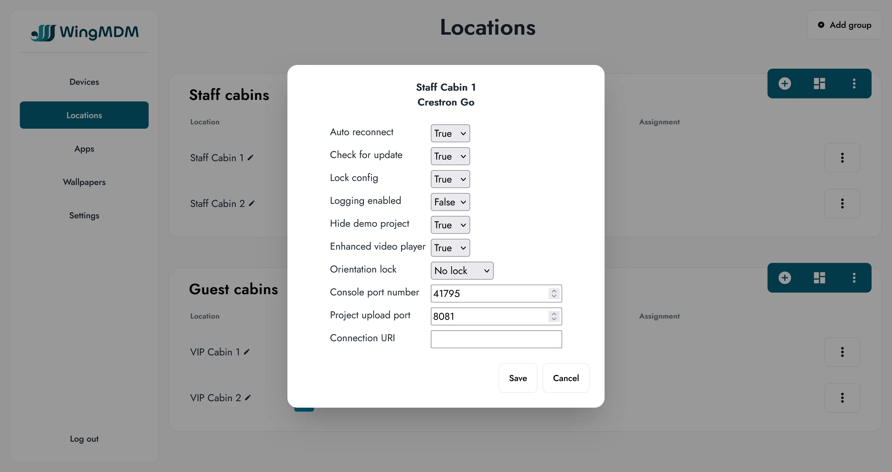 Overview of apps page