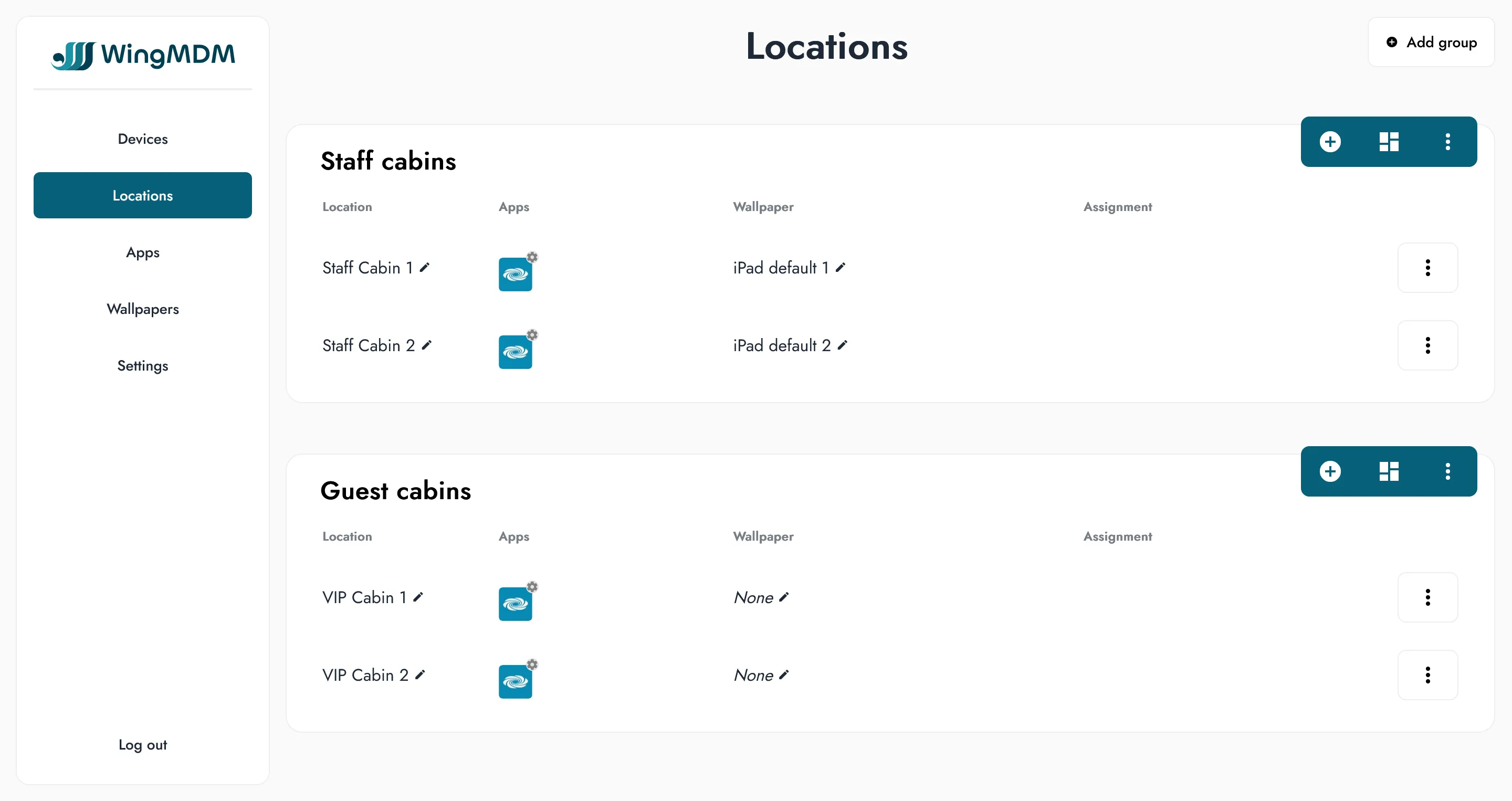Overview of apps page
