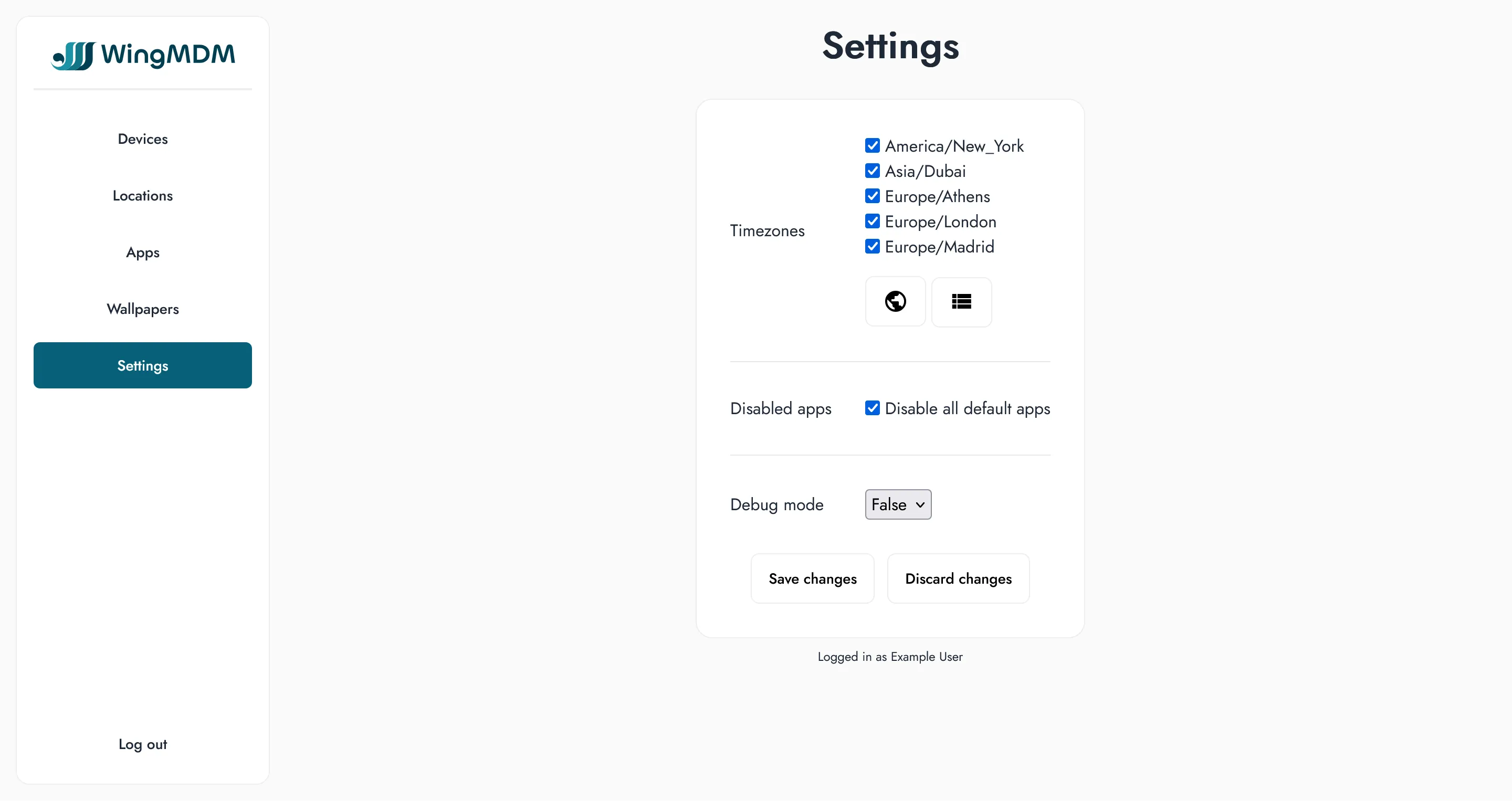Settings overview